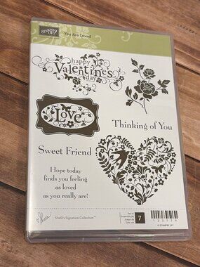 STAMPIN' UP! 123779 YOU ARE LOVED RUBBER MOUNTED STAMP SET OF 7 HEART ROSE